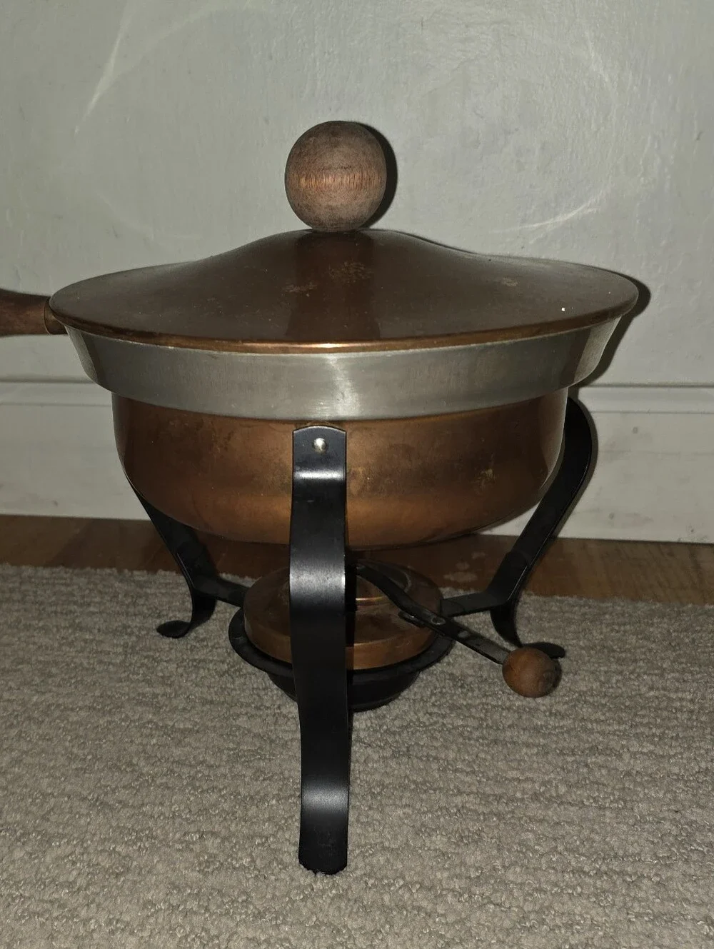 Vintage 1970s Copper Fondue Pot Set